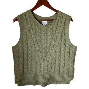 Moss green Knit Cable Scoopneck Pullover Vest, XL fishermancore tiktokfave Beaut
